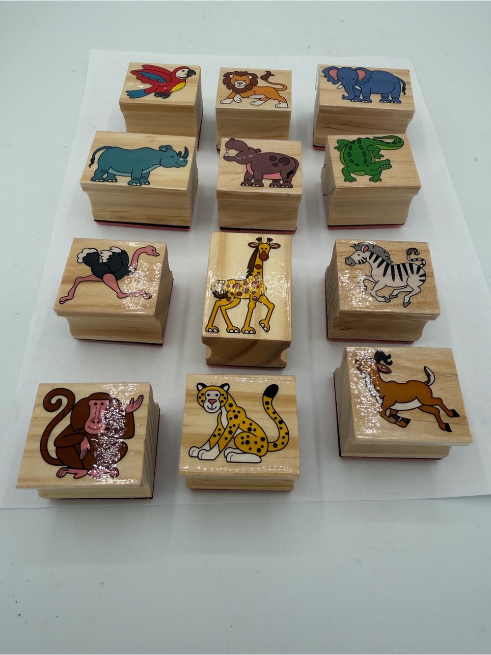 Melissa & Doug Wood Mounted Stamps Zoo Animals 12 piece